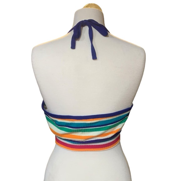 Rainbow striped halter neck crop top size xl - Picture 3 of 7